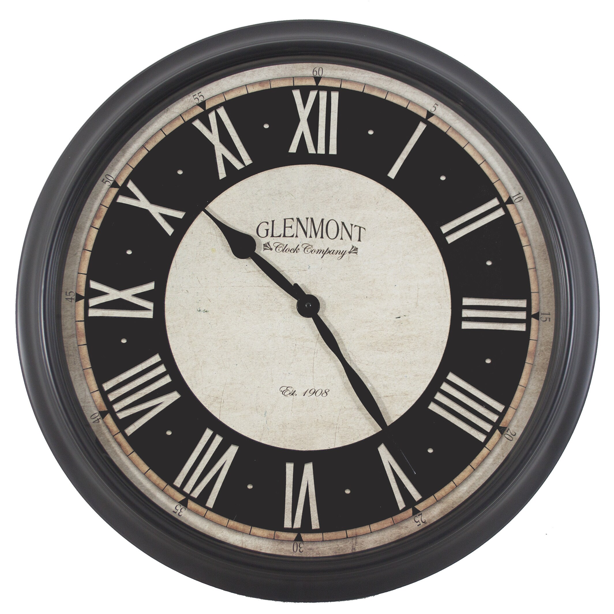 30-inch Black Glenmont Clock - Overstock - 9644364
