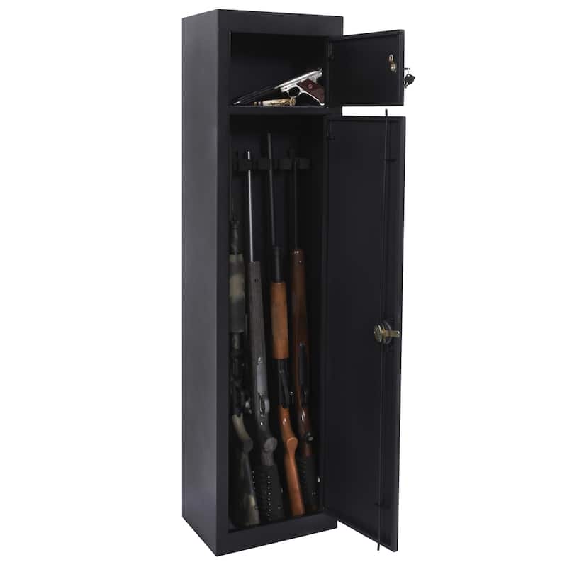 Metal Five Gun Locking Security Cabinet with Separate Ammunition Compartment