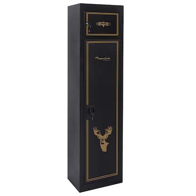 Metal Five Gun Locking Security Cabinet with Separate Ammunition Compartment