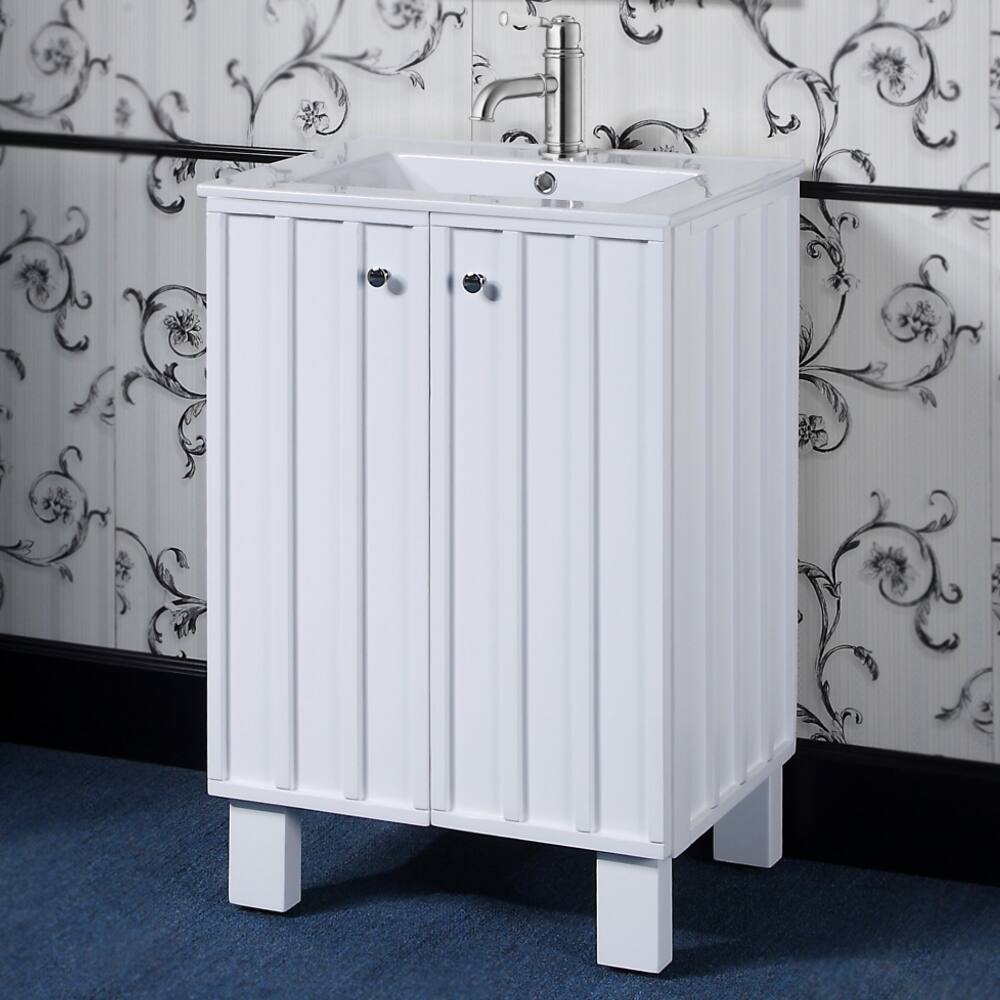 24 inch Single Sink White Finish Soft-closing Doors Bathroom Vanity
