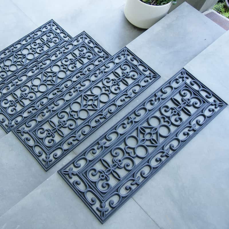 Rubber-Cal 6-Piece Regal Stair Treads Rubber Step Mats, 9.75 by 29.75-Inch, Black