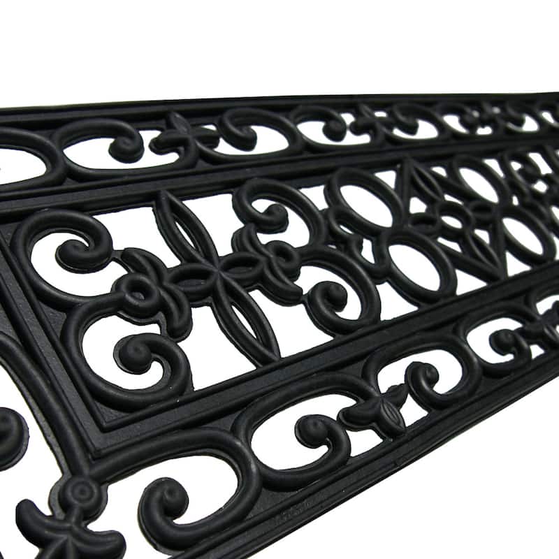 Rubber-Cal 6-Piece Regal Stair Treads Rubber Step Mats, 9.75 by 29.75-Inch, Black
