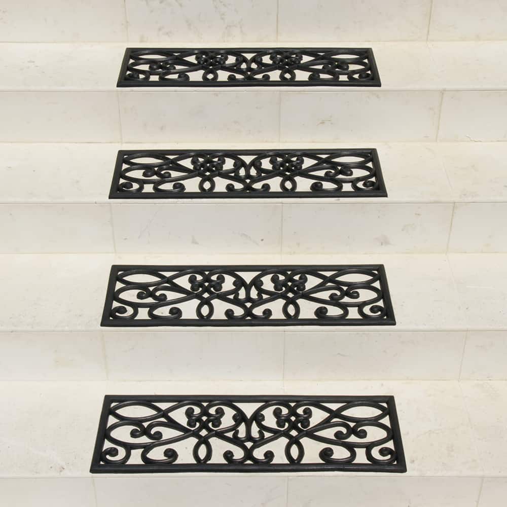 Rubber-Cal 6-Piece New Amsterdam Non-Slip Treads Rubber Step Mats, 9.75 by 29.75-Inch, Black - 9.7 x 29.7