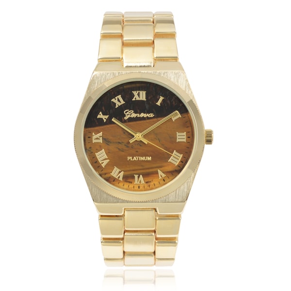 Geneva Platinum Roman Numeral Link Watch