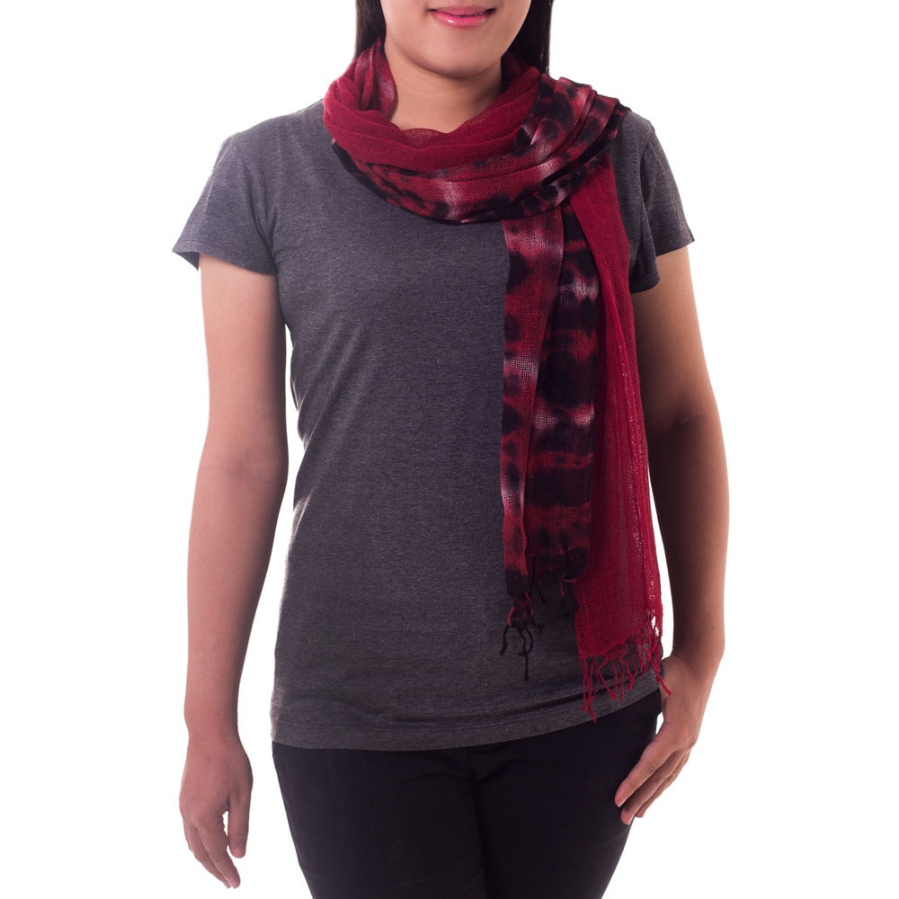 Handmade Set of 2 Silk 'Red Reverie' Scarves (Thailand)