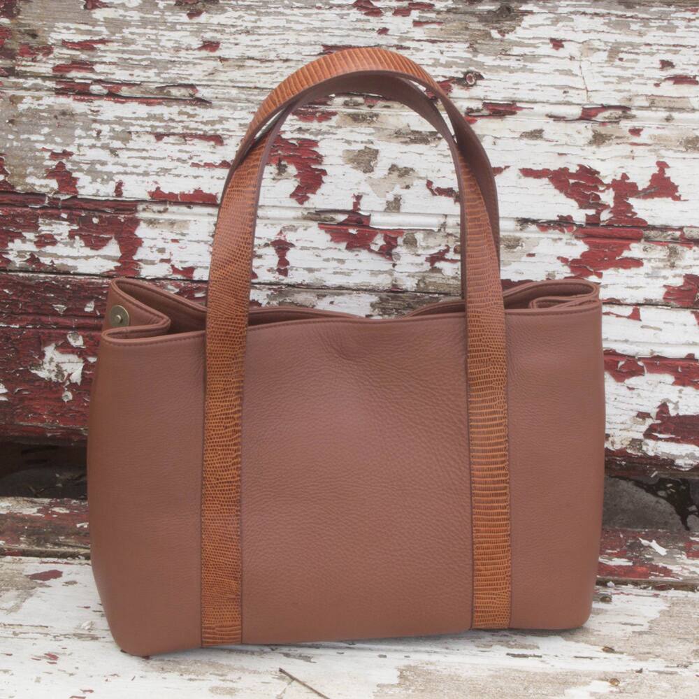 Handmade Leather 'Modern Chic' Tote Handbag (Mexico)