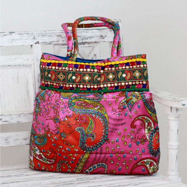 Shop Handmade Polyester 'Gujarat Paisley' Shoulder Bag (India) Free Shipping On Orders Over