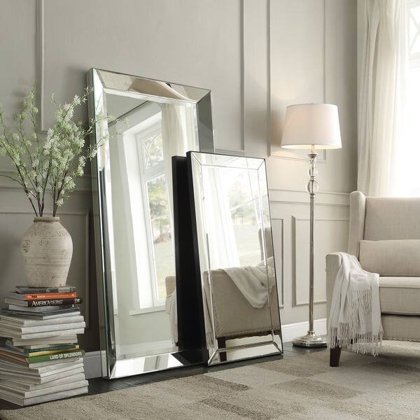 Omni Beveled Mirrored Frame Rectangular Floor Mirror By Omni Beveled Mirrored Frame
