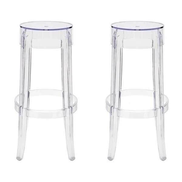 Shop Contemporary Victorianstyle Clear Color Ghost Plastic Bar Stools Set of 2  Free 