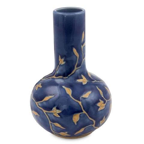 Handmade Lake Blooms Celadon Ceramic Vase (Thailand)