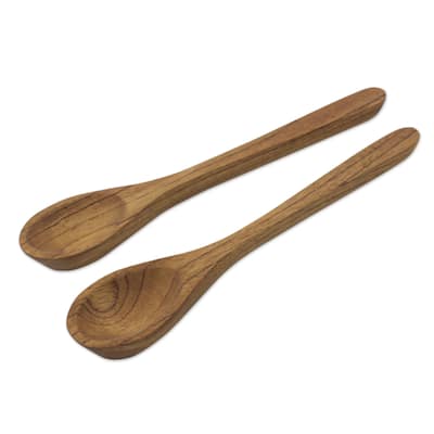 Handmade Set of 2 Cedar Wood 'Natural Cuisine' Serving Spoons (Guatemala)