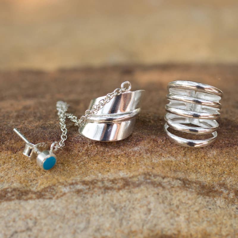 Handmade Sterling Silver 'Sea Whisper' Ear Cuff Earrings (Thailand)