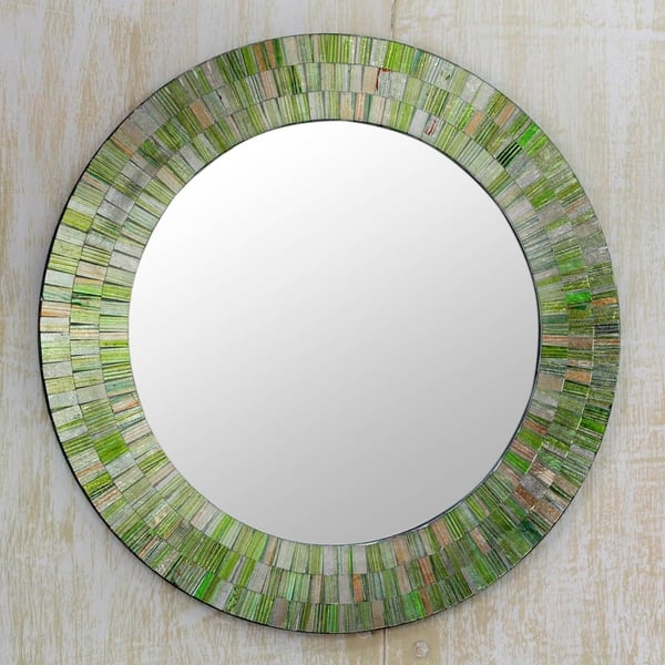 Handmade Aqua Fantasy Gl Mosaic Mirror India Green Handmade Aqua Fantasy Gl Mosaic