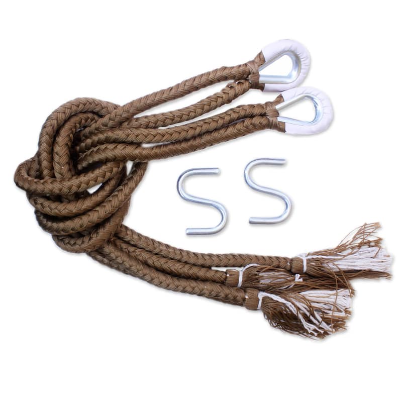 Handmade Nylon Pinewood 'Copper Filigree' Hammock (Double) (Mexico)