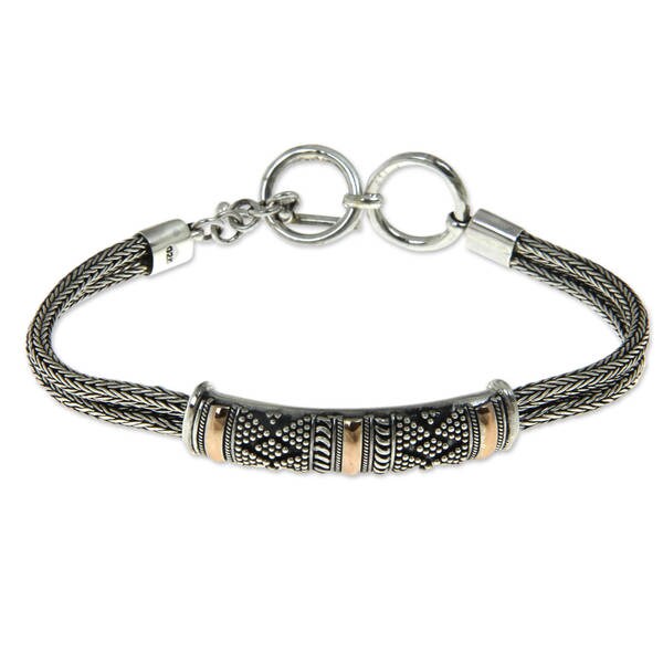 Gold Accented Sterling Silver 'Naga's Mystery' Bracelet (Indonesia)