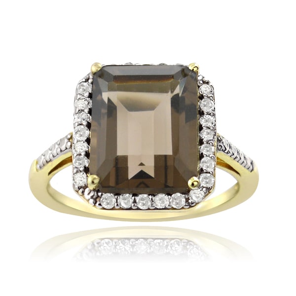 Glitzy Rocks Gold Over Silver 1/4ct TDW Diamond Smokey Quartz Cocktail