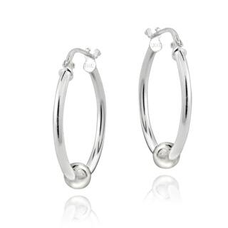 Hoop Sterling Silver Earrings Online At Our Best Mondevio Sterling Silver Bead Hoop Earrings 20mm