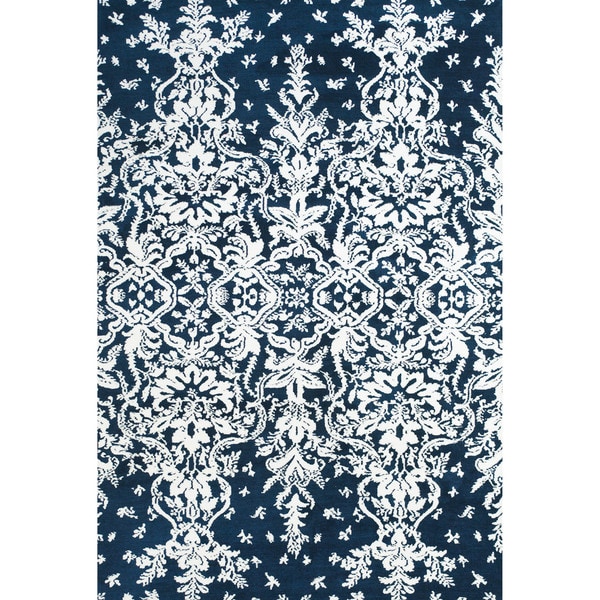 Grand Bazaar Power Loomed Polyester Pia Rug in Midnight Blue 8 X 11