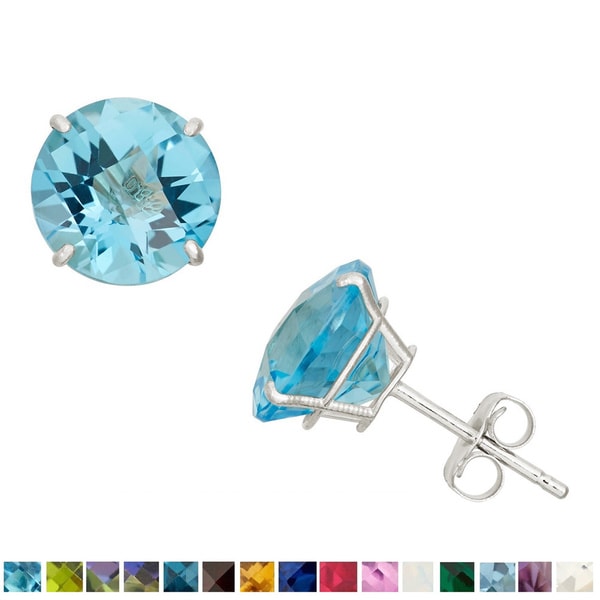 Gioelli 10k White Gold 8mm Round Birthstone Stud Earrings. Opens flyout.