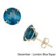 preview thumbnail 14 of 17, Gioelli 10k Yellow Gold 8mm Round Birthstone Stud Earrings Blue - London Blue - December - Topaz