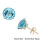 preview thumbnail 18 of 17, Gioelli 10k Yellow Gold 8mm Round Birthstone Stud Earrings Blue - Swiss Blue - December - Topaz