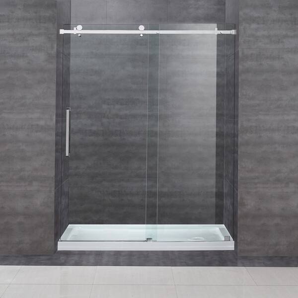 Aston Moselle 60 In X 77 5 In Completely Frameless Alcove Sliding