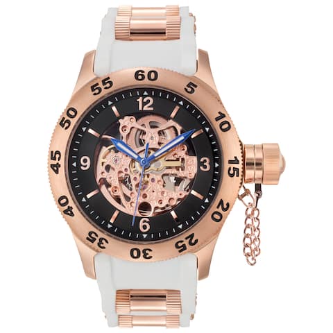 Rougois Rose Gold Men's Automatic Skeleton Naval Diver Watch