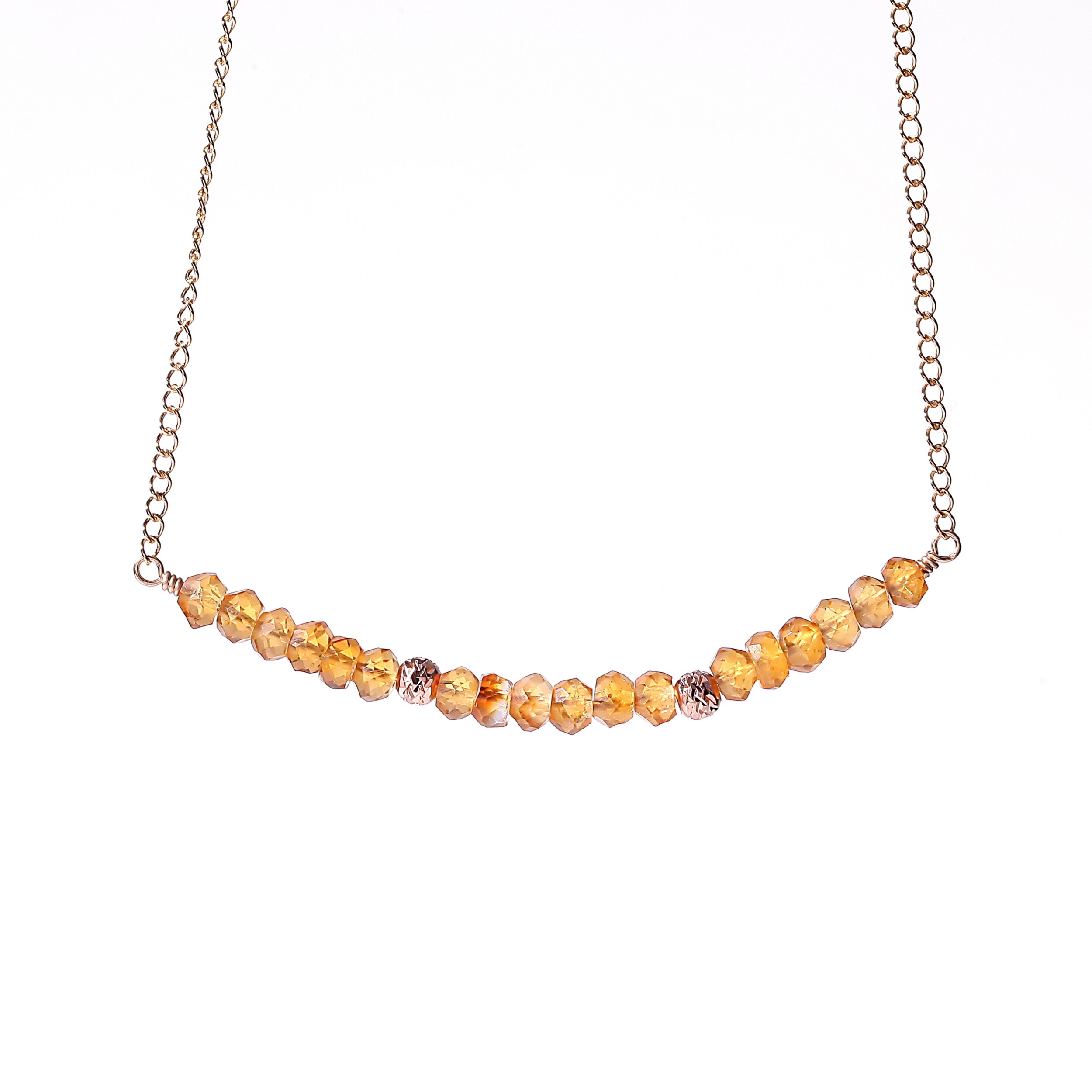 Genuine Citrine Necklace Dainty Gemstone November Birthstone 14k Gold Filled 18 Inches
