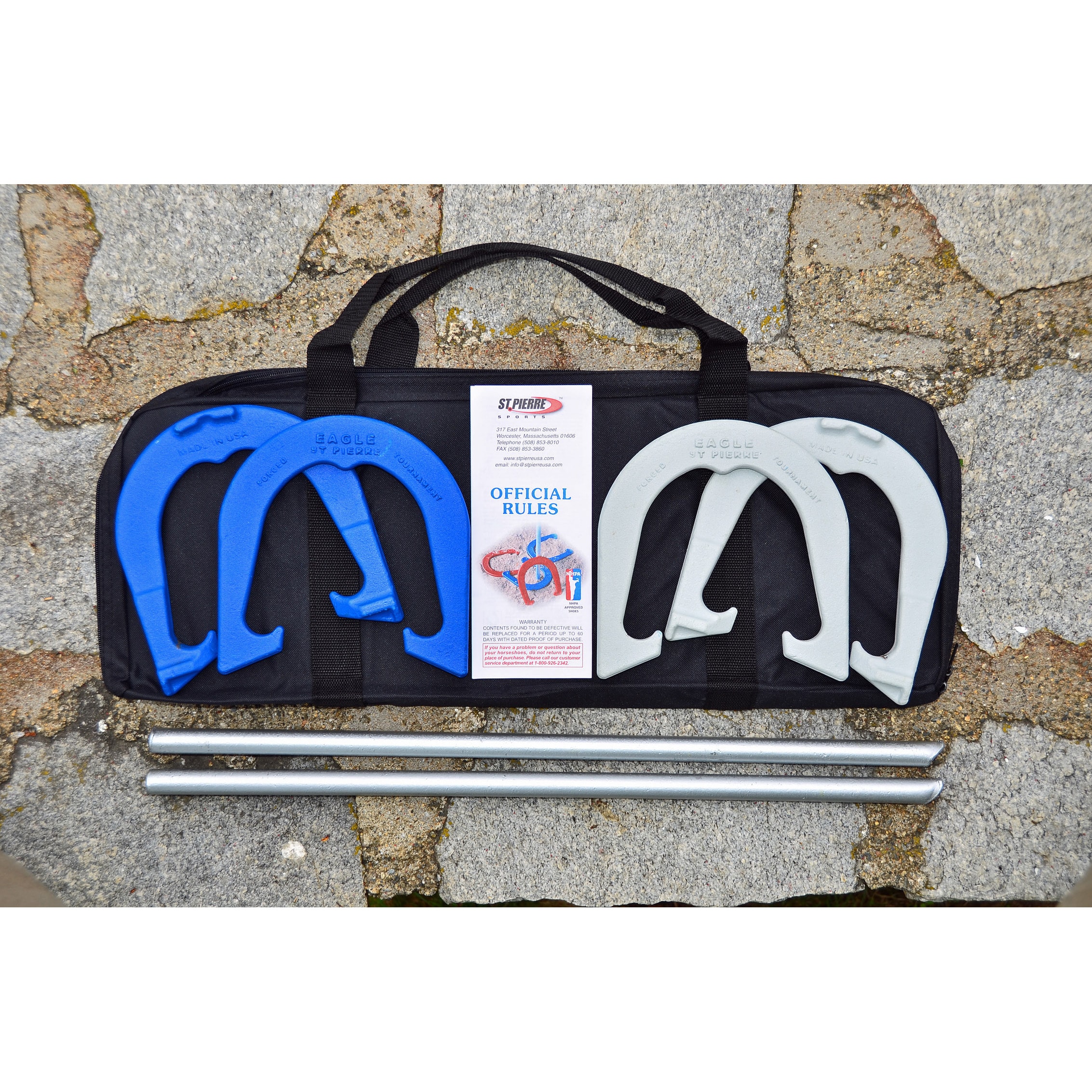  GoSports Steel Horseshoes Game Set - Includes 4 Horseshoes, 2  Stakes and Carrying Case : Sports & Outdoors