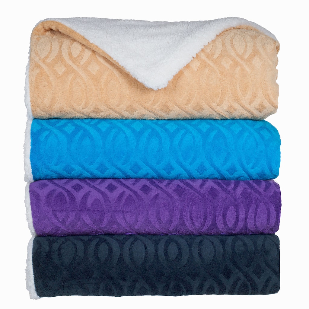 Windsor Home Soft Plush Etched Blanket with Sherpa Backing