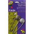Metal Engraved Vintage Flower Shawl Pin-Pewter & Nickel