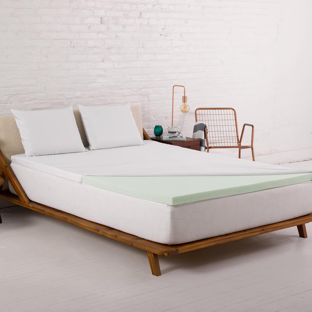 Authentic Comfort 2-inch Ventilated Temperature Regulating Gel Memory Foam Mattress Topper with Cooling Cover - White