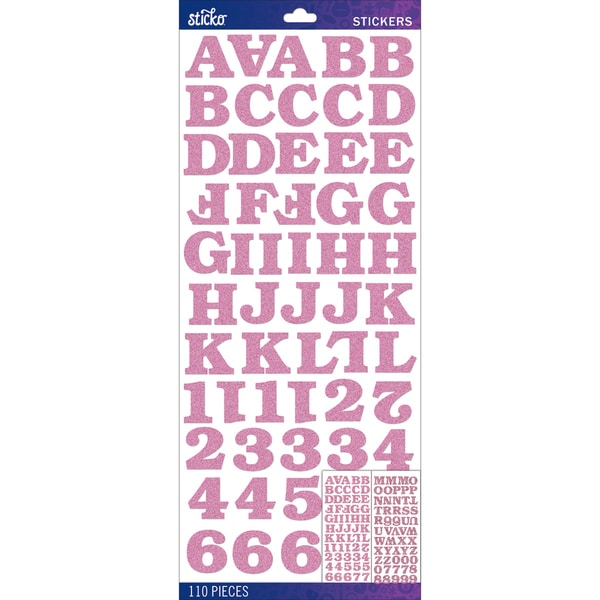 Sticko Alphabet Stickers Light Pink Bookman Glitter
