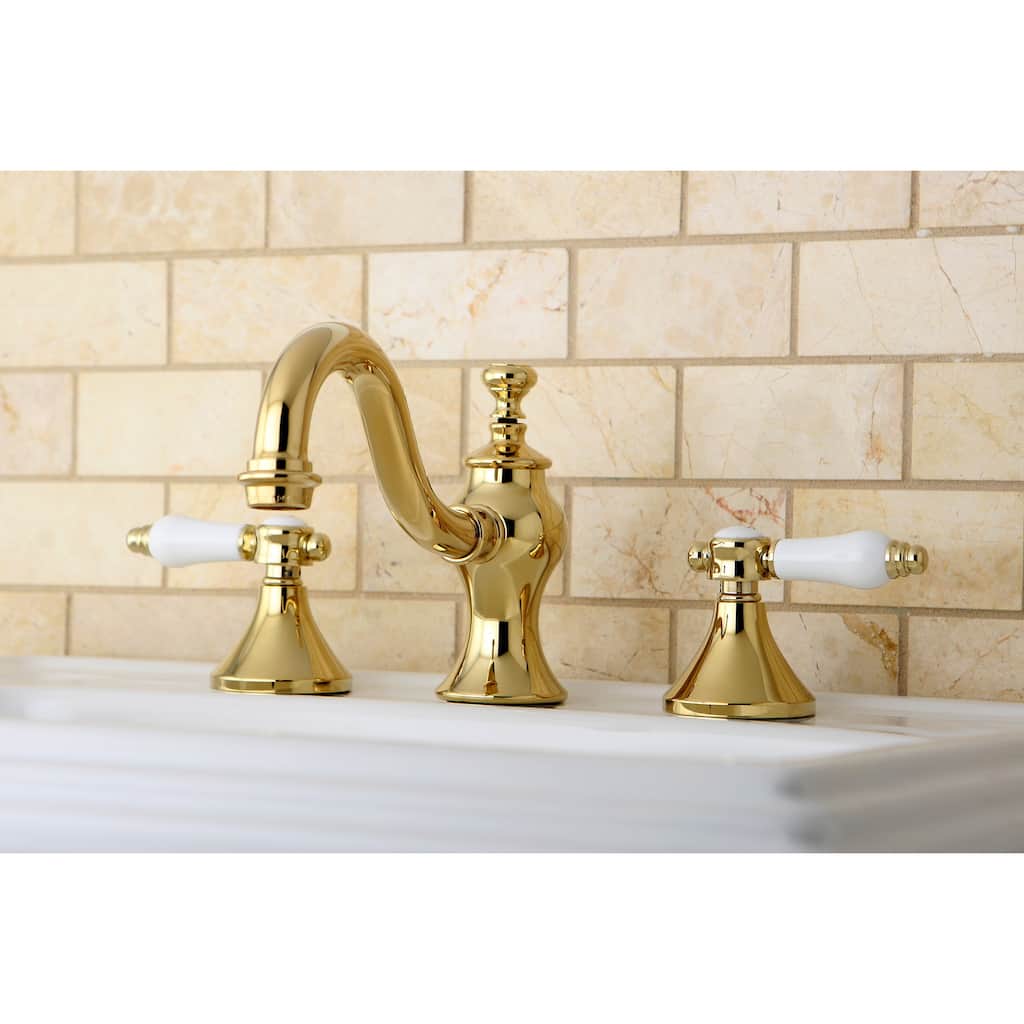 Victorian Polished Brass Widespread Bathroom Faucet