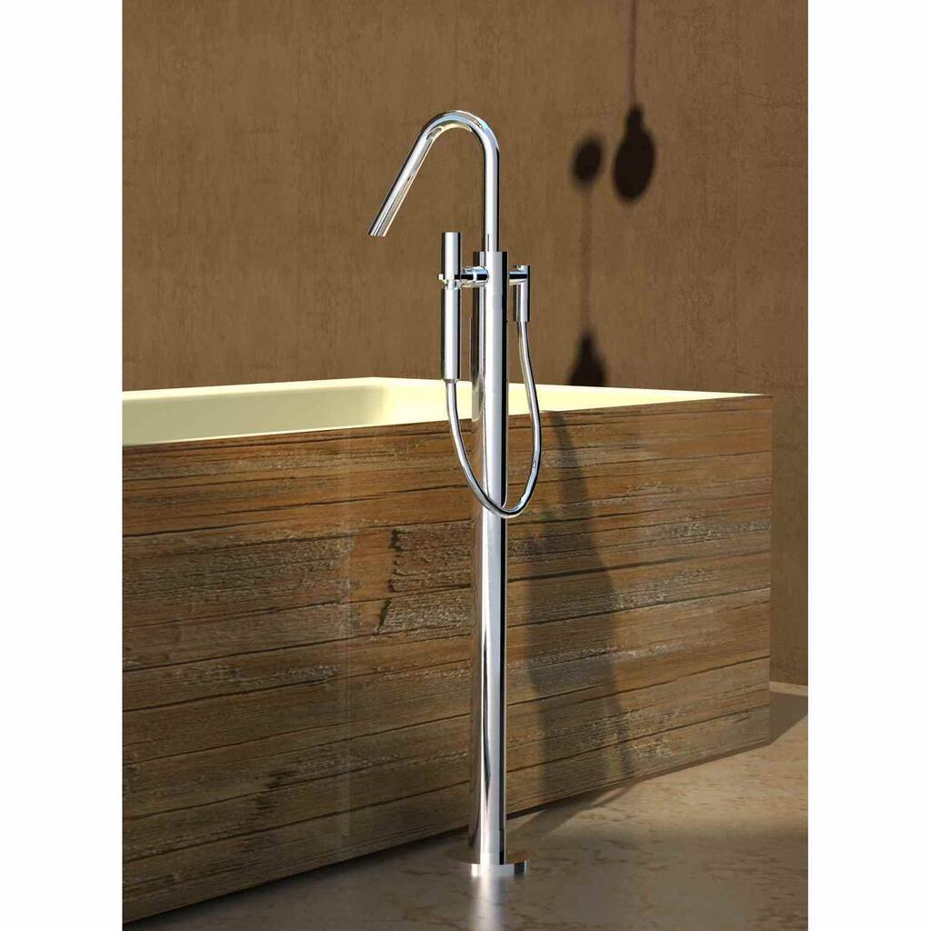 Aquatica Colonna Faucet ? Floor Mounted Tub Filler ? Brushed Nickel
