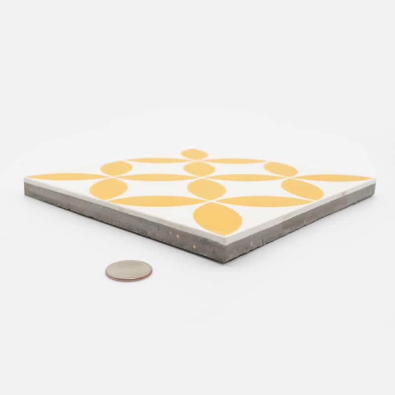 Handmade Amlo White/Yellow Tile, Pack of 12 (Morocco)