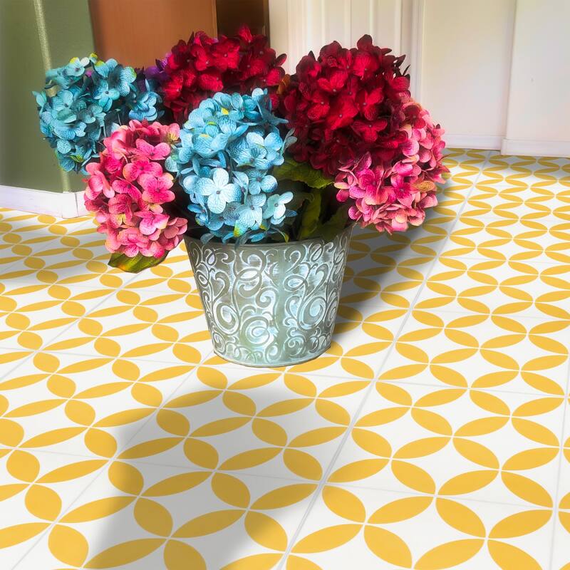 Handmade Amlo White/Yellow Tile, Pack of 12 (Morocco)