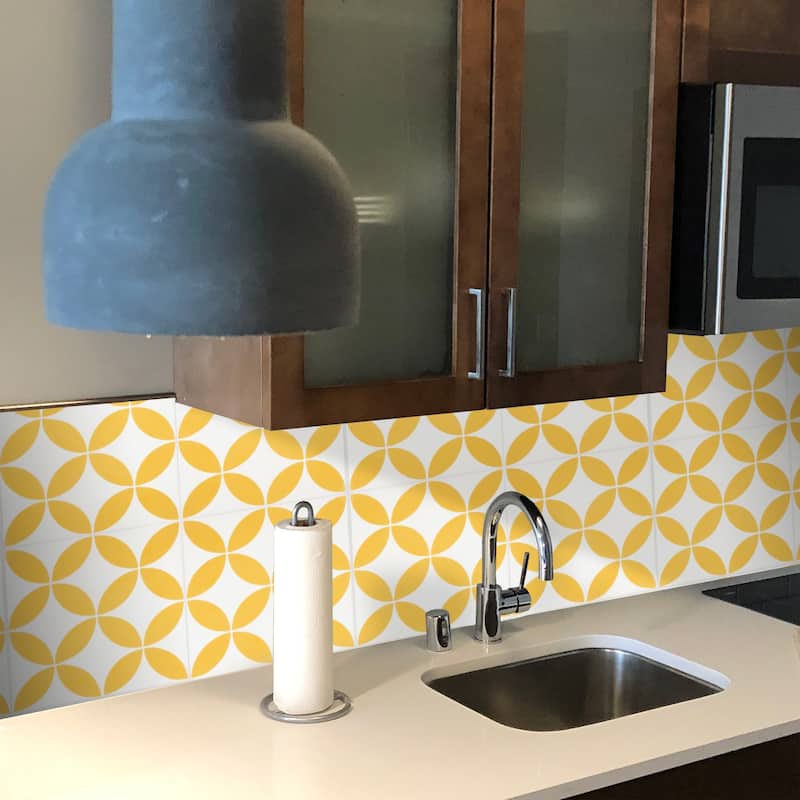 Handmade Amlo White/Yellow Tile, Pack of 12 (Morocco)