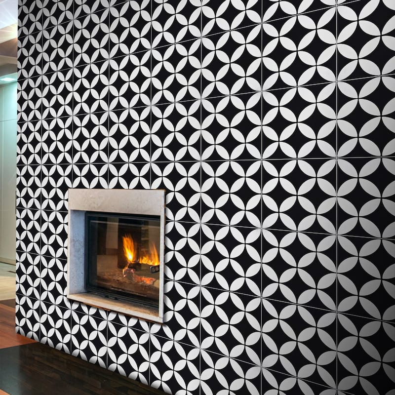 Handmade Amlo Black/White Tile, Pack of 12 (Morocco)
