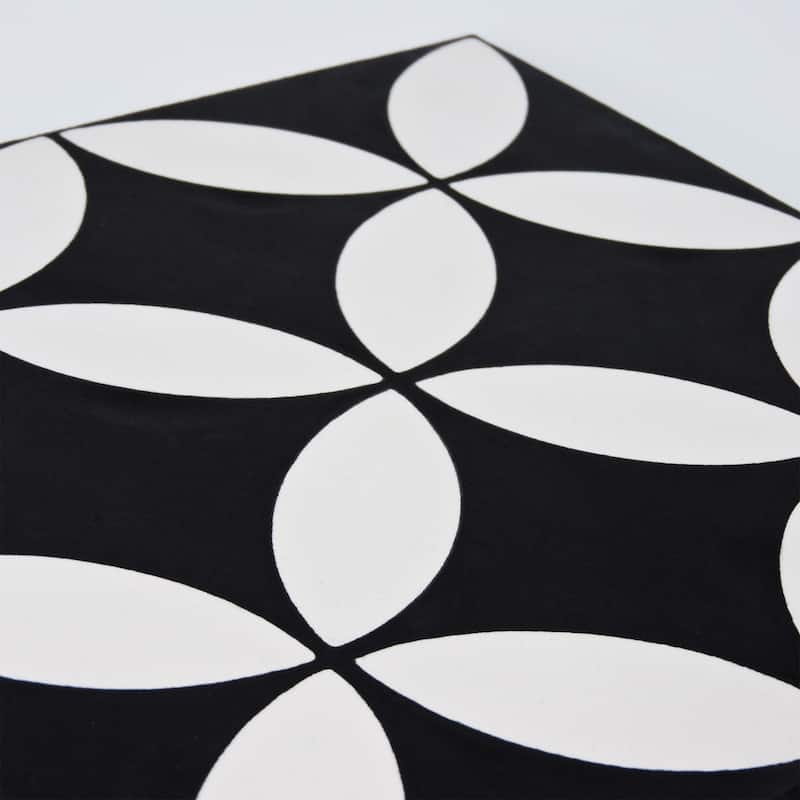 Handmade Amlo Black/White Tile, Pack of 12 (Morocco)