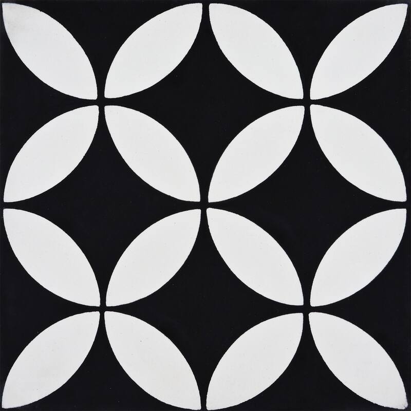 Handmade Amlo Black/White Tile, Pack of 12 (Morocco)