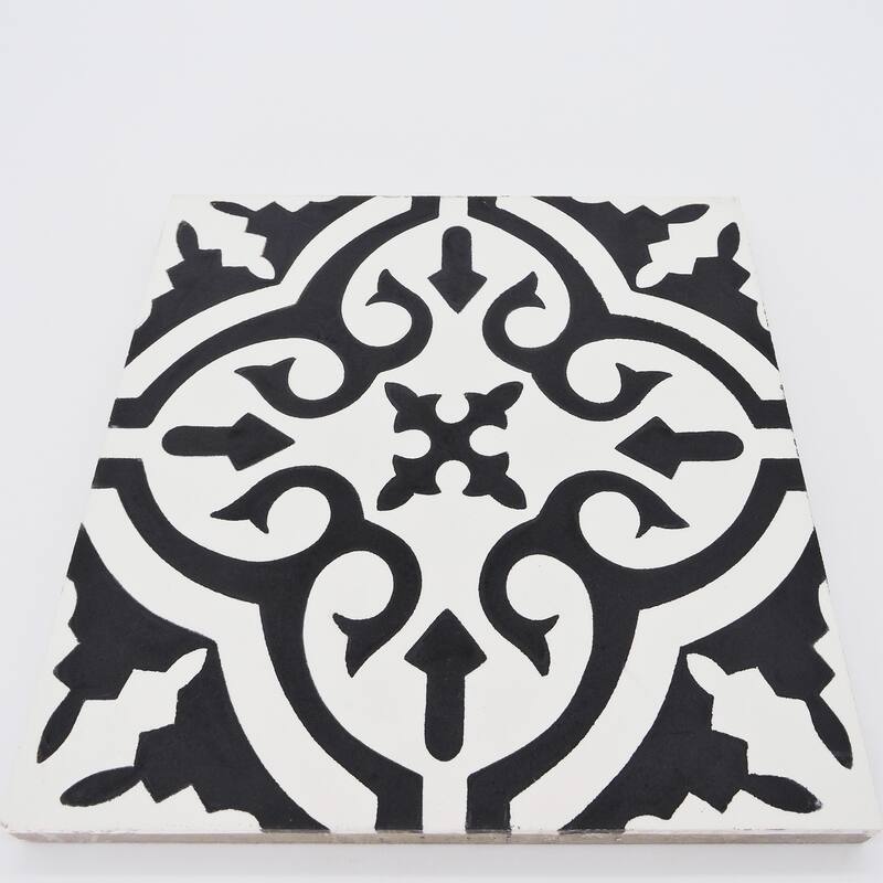 Handmade Argana in White and Black Tile, Pack of 12 (Morocco)