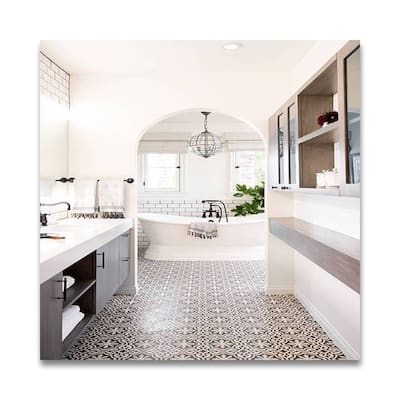 Handmade Argana in White and Black Tile, Pack of 12 (Morocco)