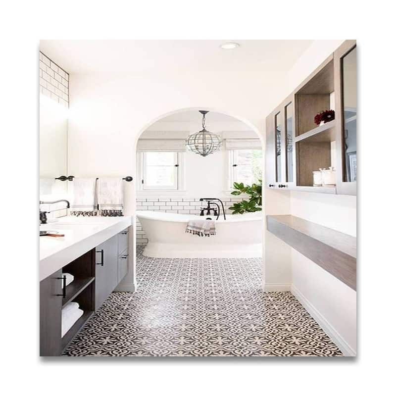 Handmade Argana in White and Black Tile, Pack of 12 (Morocco)