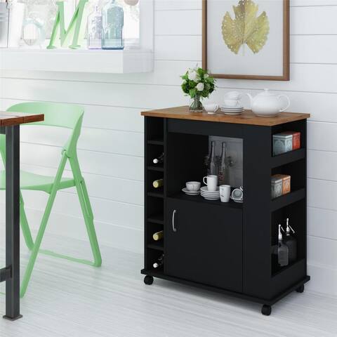 Porch & Den Gaylord Black Stipple Kitchen Beverage Cart