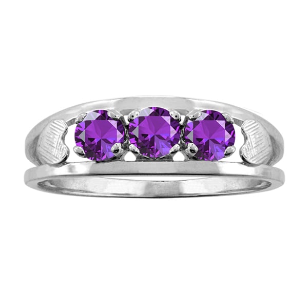 10k White Gold Designer Round cut Birthstone Ring   Shopping