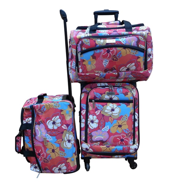 Shop Chocolate New York Bright Flower 3piece Carry On Spinner Luggage