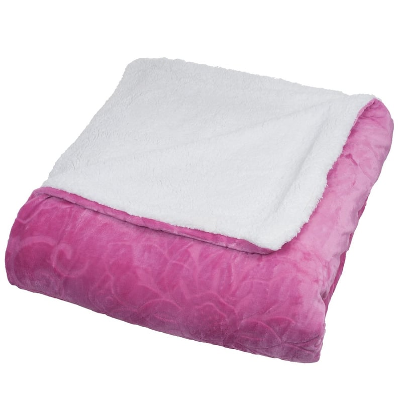 Floral Etched Fleece Blanket - Machine-Washable Sherpa Throw by Windsor Home