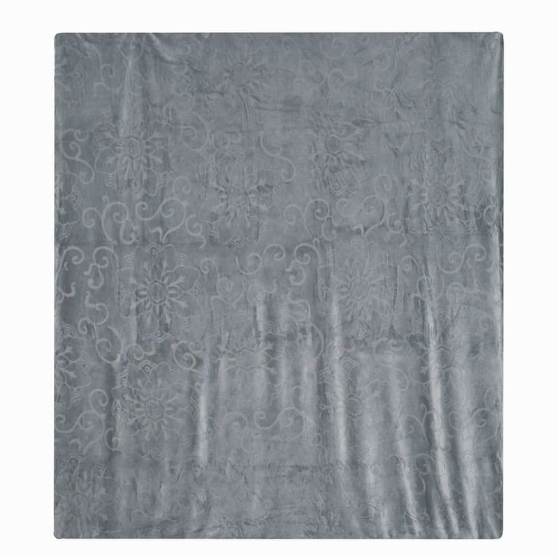 Floral Etched Fleece Blanket - Machine-Washable Sherpa Throw by Windsor Home