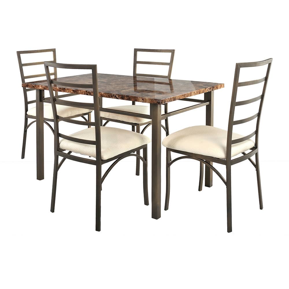 K and B Bronze Metal and Ivory Seat Chair (Set of 4)
